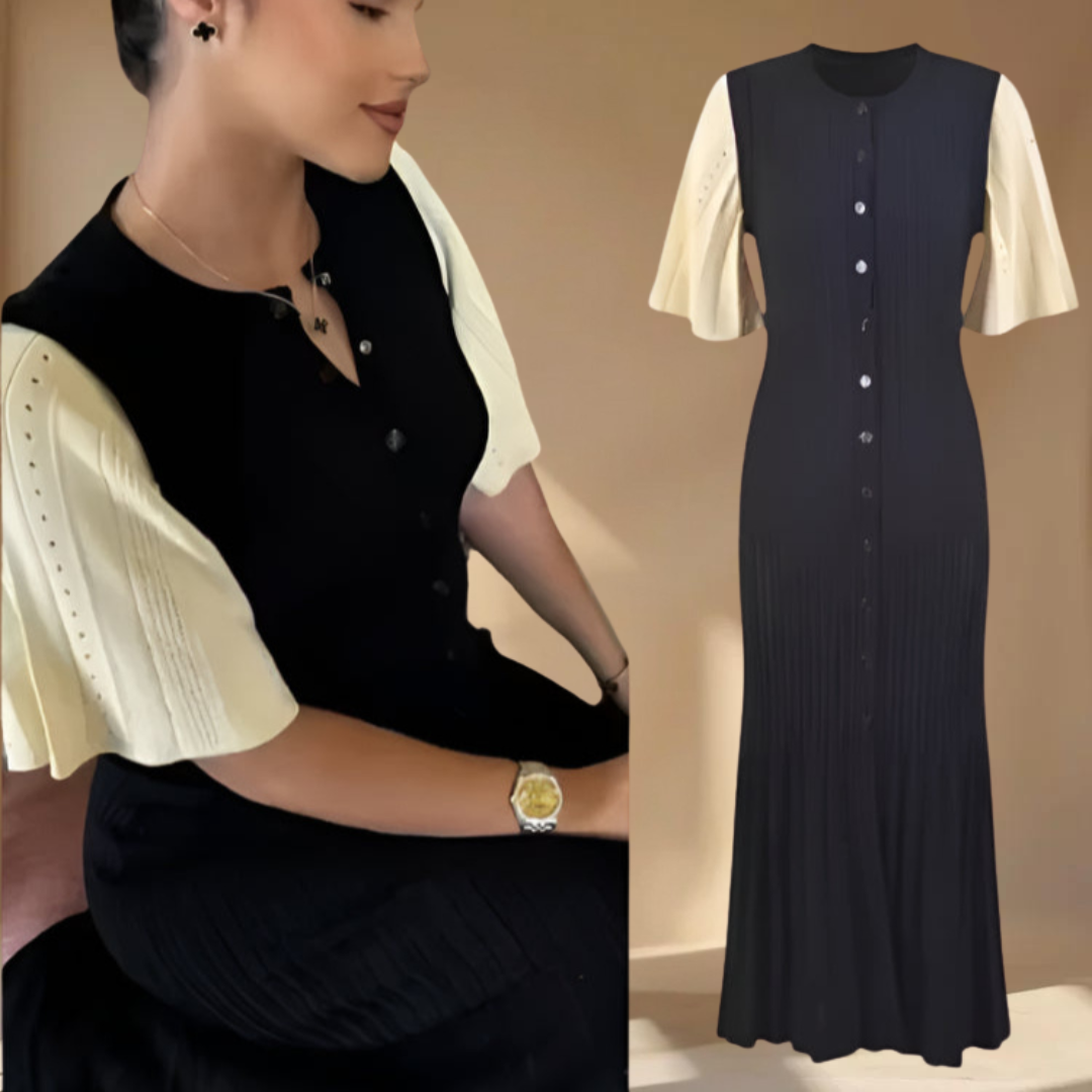 Sorvaya™ | Abrikooskleurige Gebreide Jurk